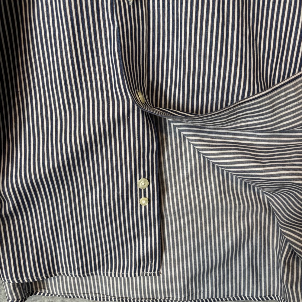 Michael Kors Mens 15.5 34/35 Button Down Shirt Striped Blue‎ White Regular Fit - Picture 2 of 9